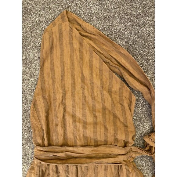Zara Women's One Shoulder Sleeveless Top Brown Striped Tie Size S - Small - NWT - Picture 3 of 16